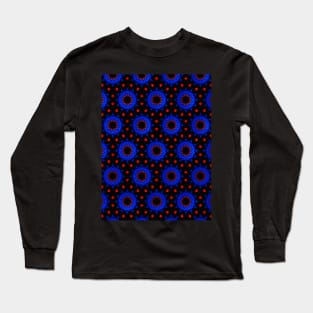 Dark Dramatic Blue and Red Pattern Long Sleeve T-Shirt